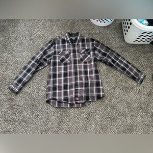 Dixxon Men’s Plaid Flannel Grey & Black THE LINEMAN FR Button Up Long Sleeve L